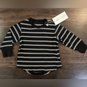Olive + Scout Black & White Striped Long Sleeve Kids Top